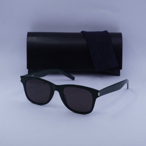 Saint Laurent SL 51 B SLIM 005 Sunglasses Green Square Frame, Black Lenses - Picture 10 of 10